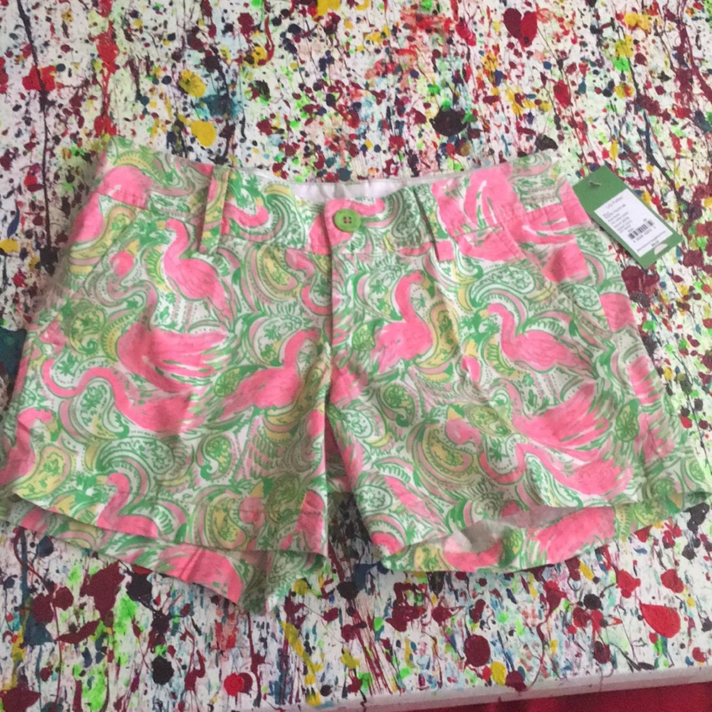 Shorts with flamingos on them!! size 25 or 2